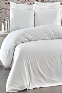 Ender Home Pamuk Saten Dört Mevsim 160 x 220 cm Lastikli Düz Tek Kişilik Nevresim Takımı Beyaz