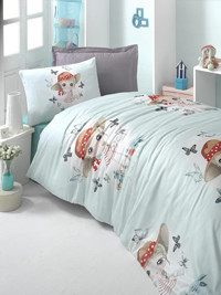 Komfort Home Ranforce Dört Mevsim 160 x 220 cm Çiçekli Tek Kişilik Nevresim Takımı Turkuaz