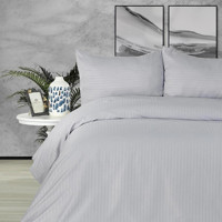 Nevresim Dünyası Saten Dört Mevsim 160 x 220 cm Çizgili Tek Kişilik Nevresim Takımı Taş