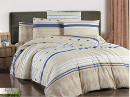 Ete Hometex Ranforce Dört Mevsim 160 x 220 cm Desenli Tek Kişilik Nevresim Takımı Mavi