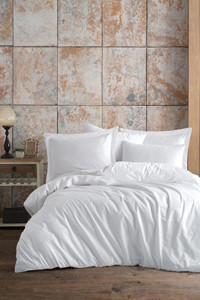 Mulberry Pamuk Ranforce Kışlık 160 x 220 cm Düz Tek Kişilik Nevresim Takımı Beyaz