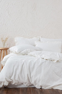 Ecocotton Pamuk Dört Mevsim 200 x 220 cm Modern Çift Kişilik Nevresim Takımı Krem