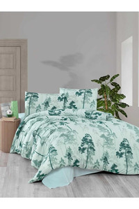 Mulberry Pamuk Dört Mevsim 200 x 220 cm Ağaç Çift Kişilik Nevresim Takımı Yeşil