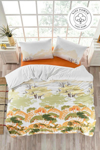 Tabu Home Pamuk Dört Mevsim 200 x 220 cm Çiçekli Çift Kişilik Nevresim Takımı Beyaz
