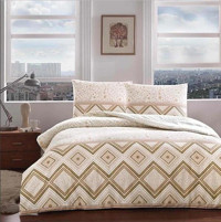 Taç Ranforce Dört Mevsim 200 x 220 cm Desenli Çift Kişilik Nevresim Takımı Kahverengi
