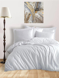 Mulberry Pamuk Polyester Dört Mevsim 200 x 220 cm Düz Çift Kişilik Nevresim Takımı Beyaz