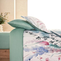 Marie Claire Pamuk Saten Dört Mevsim 200 x 220 cm Çiçekli Çift Kişilik Nevresim Takımı Turkuaz