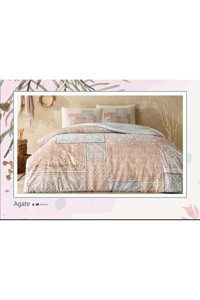 Taç Pamuk Dört Mevsim 180 x 220 cm Desenli Çift Kişilik Nevresim Takımı Kiremit