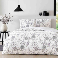 Taç Ranforce Dört Mevsim 200 x 220 cm Desenli Çift Kişilik Nevresim Takımı Beyaz