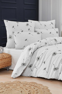 Mislina Home Pamuk Dört Mevsim 200 x 220 cm Çiçekli Çift Kişilik Nevresim Takımı Beyaz