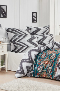 Mislina Home Pamuk Dört Mevsim 200 x 220 cm İskandinav Çift Kişilik Nevresim Takımı Yeşil