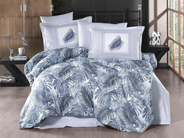 Clasy Ranforce Dört Mevsim 200 x 220 cm Yaprak Çift Kişilik Nevresim Takımı Gri