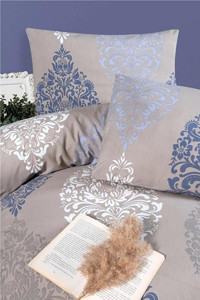 Mulberry Pamuk Polyester Dört Mevsim 200 x 220 cm Osmanlı Çift Kişilik Nevresim Takımı Gri