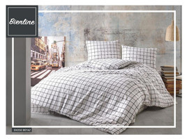 Komfort Home Ranforce Dört Mevsim 200 x 220 cm Ekoseli Çift Kişilik Nevresim Takımı Beyaz