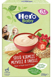 Hero Baby Tahıllı Kırmızı Meyveli Sütlü Kaşık Maması 200 gr