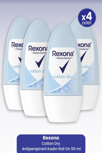 Rexona Cotton Dry Pudrasız Ter Önleyici Antiperspirant Roll-On Kadın Deodorant 4x50 ml