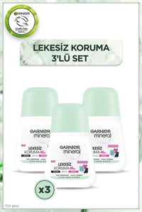Garnier Mineral Lekesiz Koruma Pudrasız Ter Önleyici Antiperspirant Roll-On Kadın Deodorant 3x50 ml