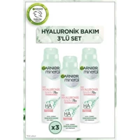Garnier Mineral Hyaluronik Bakım Pudrasız Ter Önleyici Antiperspirant Sprey Kadın Deodorant 3x150 ml