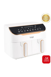 Yui M45 Airfryer 8 lt İki Hazneli Izgara Yapan Yağsız Sıcak Hava Fritözü Beyaz