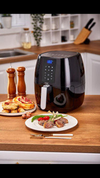 Taç 7849 Airfryer 5.5 lt Tek Hazneli Led Ekranlı Yağsız Sıcak Hava Fritözü Siyah