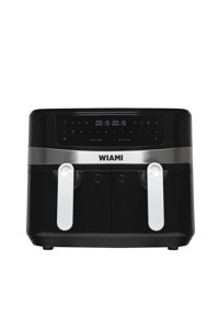 Wiami Airfryer 9 lt İki Hazneli Led Ekranlı Yağsız Sıcak Hava Fritözü Siyah