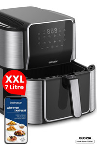 Goldmaster Gloria Airfryer 7 lt Tek Hazneli Led Ekranlı Yağsız Sıcak Hava Fritözü Siyah