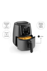 Karaca Air Pro Cook 3 In 1 XL Airfryer 4 lt Tek Hazneli Izgara Yapan Led Ekranlı Sıcak Hava Fritözü Uzay Grisi