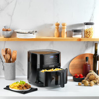Schafer Look Airfryer 5.5 lt Tek Hazneli Led Ekranlı Yağsız Sıcak Hava Fritözü Siyah