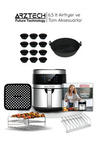 Arztech Airfryer 6.5 lt Tek Hazneli Izgara Yapan Led Ekranlı Yağsız Fritöz Gri