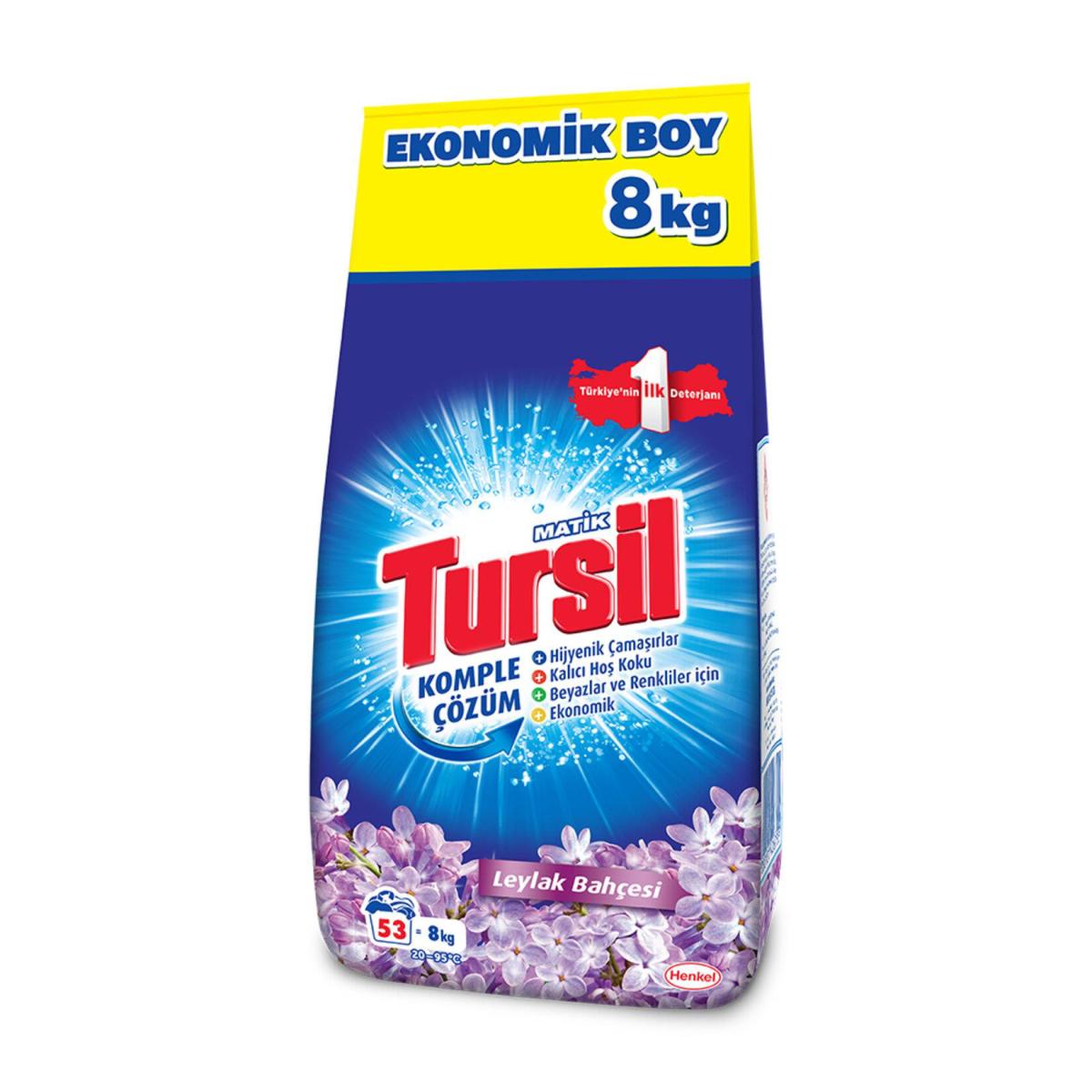 Tursil Komple Çözüm Leylak Renkliler ve Beyazlar İçin 53 Yıkama Toz Deterjan 8 kg