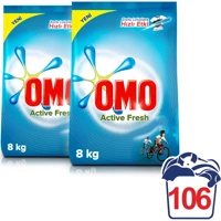 Omo Matik Active Fresh Beyazlar İçin 106 Yıkama Toz Deterjan 2x8 kg