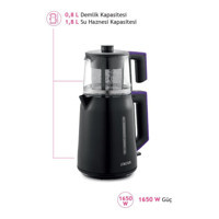Beko 2216 Çelik Demlikli 1650 W Çelik Gövdeli Mor Çay Makinesi