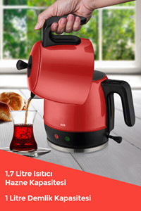Evia 2200 Çayzade Çelik Demlikli 2200 W Işıklı Çelik Gövdeli Pembe Retro Çay Makinesi