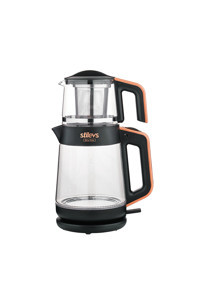 Aura Dem Cam Demlikli 2200 W Işıklı Cam Gövdeli İnox Çay Makinesi
