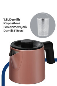 Karaca 1501 Cam Demlikli 1500 W Plastik Gövdeli Krem Turkuaz Çay Makinesi