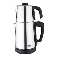 Lorenzo Blacktea Çelik Demlikli 1100 W Işıklı Çelik Gövdeli İnox Retro Çay Makinesi
