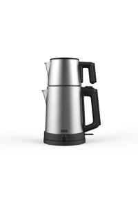 Sem Melodi Otomatik Çelik Demlikli 1500 W Işıklı Çelik Gövdeli İnox Retro Çay Makinesi