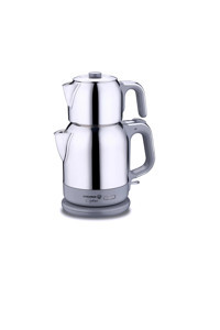 Korkmaz Otomatik Çelik Demlikli 1600 W Işıklı Çelik Gövdeli İnox Retro Çay Makinesi
