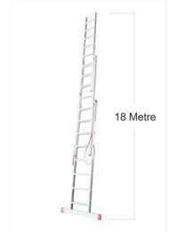 En Uzun Sürgülü 18 M. A Tipi Geniş Ayaklı Güvenli Kilitli Kemerli 60 Basamaklı Aluminyum Merdiven