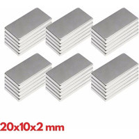 N35 20X10X2 mm Neodyum Mıknatıs 100 Adet, Köşeli, Nikel Kaplamalı Kaliteli ve Dayanıklı Ürün ( Lisinya )