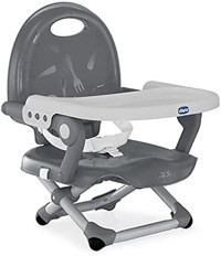 Chicco Booster Seat Pocket Snack Plastik Emniyet Kemeri 15 kg Kapasiteli Tepsili Katlanır Portatif Mama Sandalyesi Gri