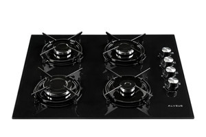 Alveus GLS 640 Siyah Cam 4 Gözlü Gazlı Ankastre Ocak