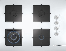 Bosch POH7C2O12O Beyaz Cam 4 Gözlü Wok Gözlü Doğalgazlı Ankastre Ocak