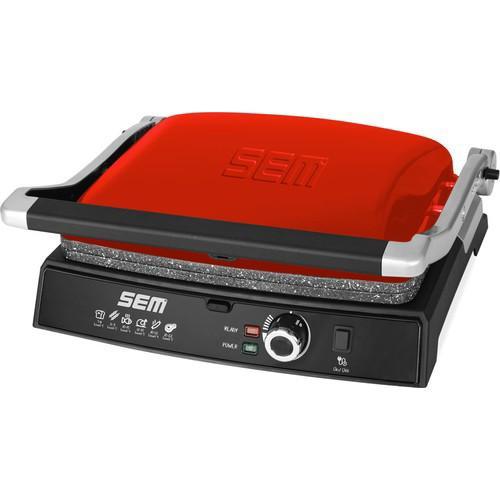 Sem SC-230 6 Dilim Granit Çıkarılabilir Plaka 1800 W Izgara Kırmızı Tost Makinesi