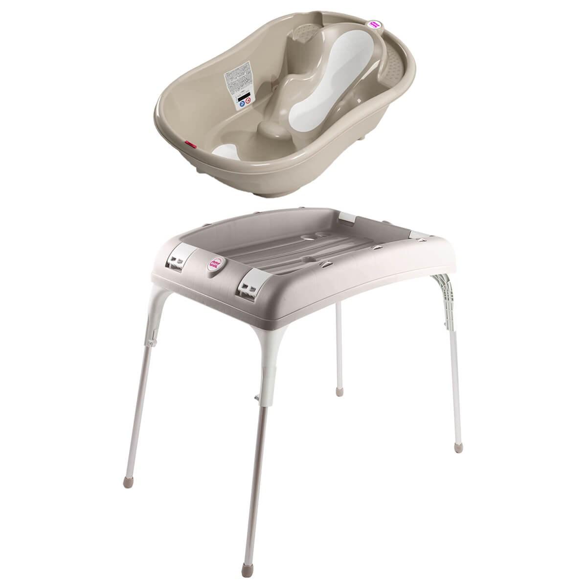 OkBaby Onda Evol Oturaklı Ayaklı Gri Bebek Küveti + Banyo Küvet Taşıyıcı