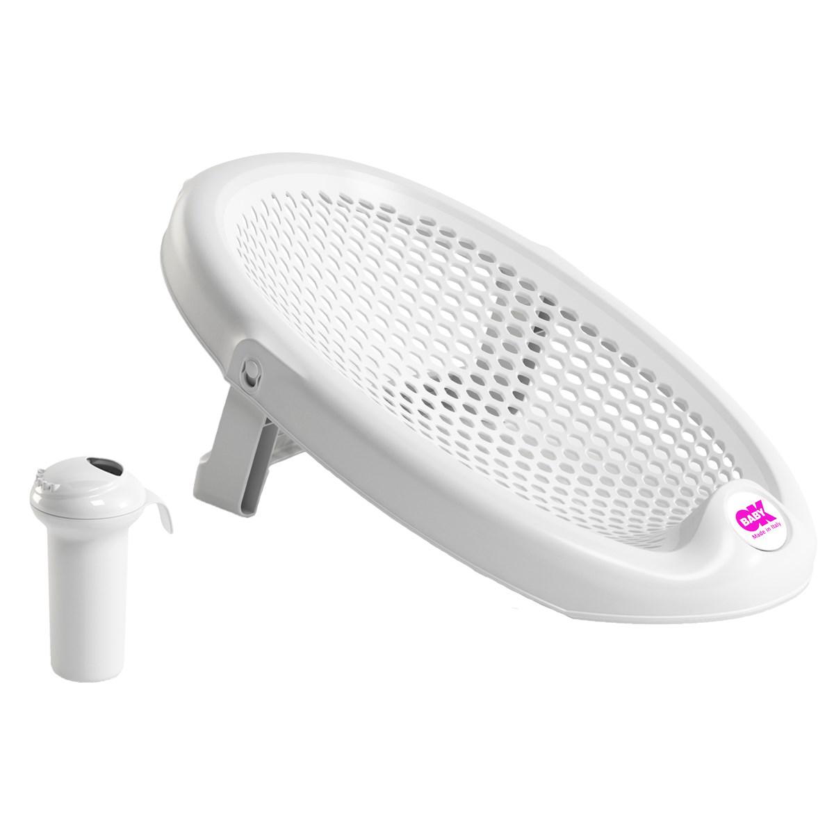 OkBaby Jelly Fileli Oturaklı Ayaklı Beyaz Bebek Küveti + Splash Bebek Duşu