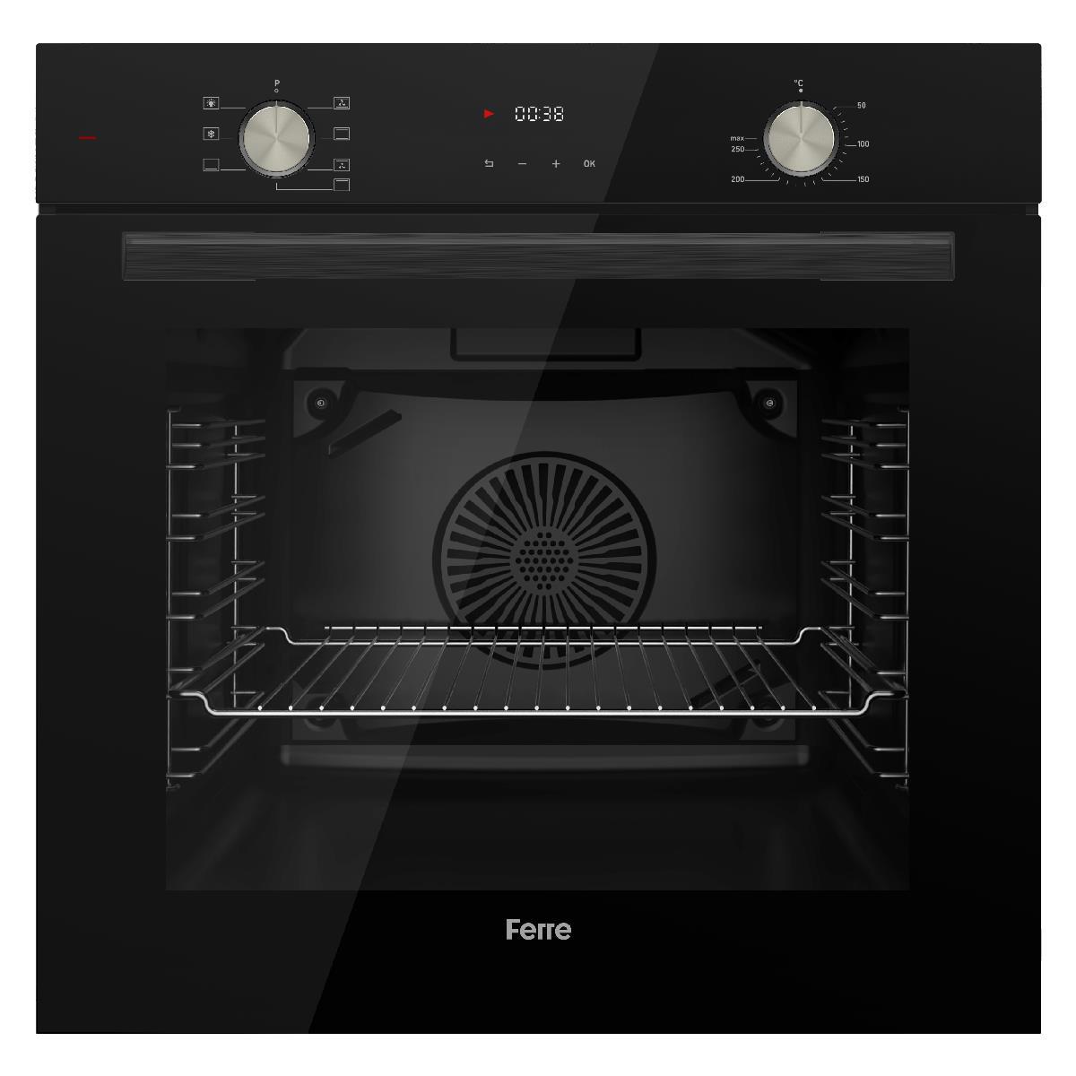 Ferre QMS63CS Flowart 78 lt A Enerji Sınıfı Ankastre Fırın Siyah