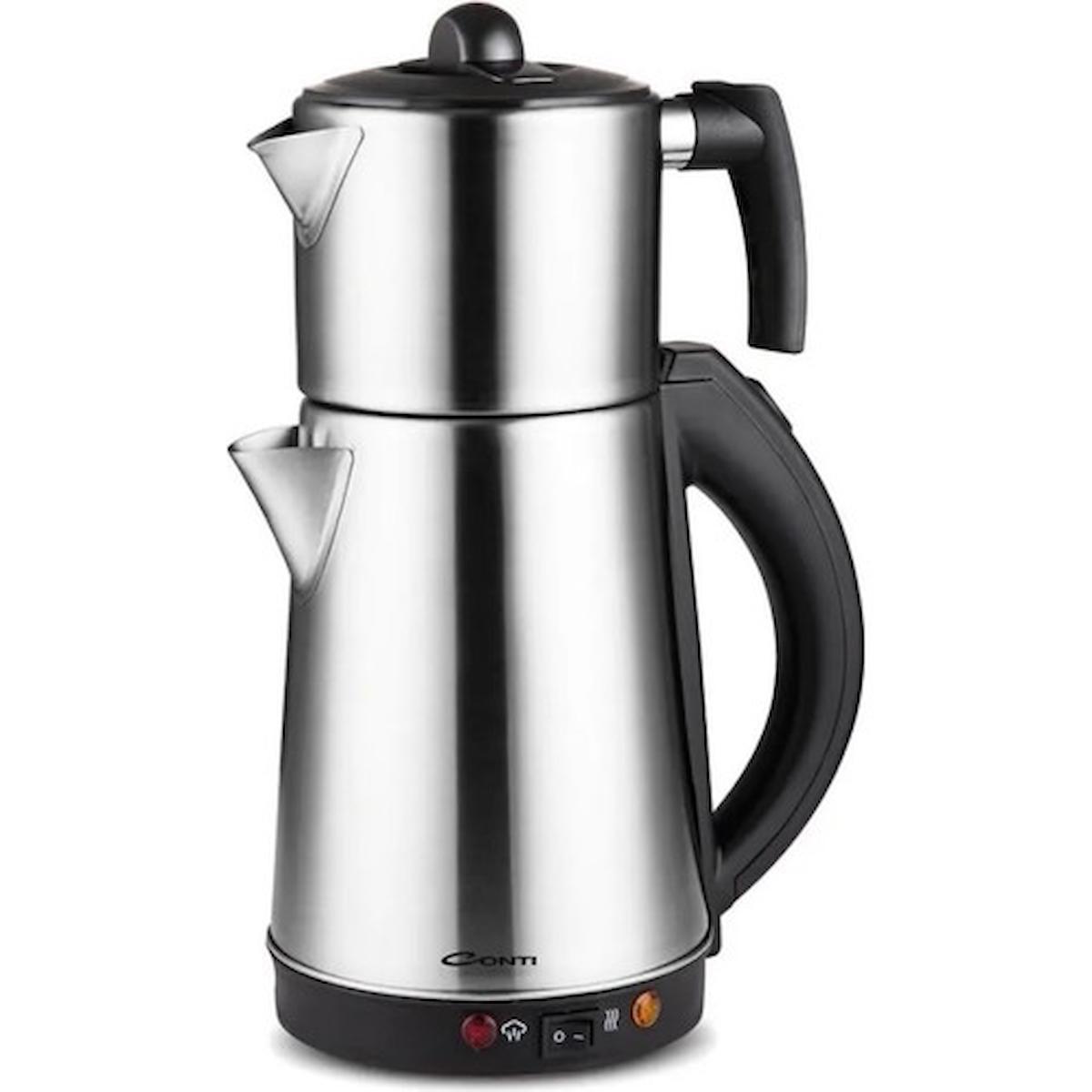 Conti CTM 120 Otomatik Paslanmaz Çelik Demlikli 1800 W Işıklı Paslanmaz Çelik Inox Çay Makinesi