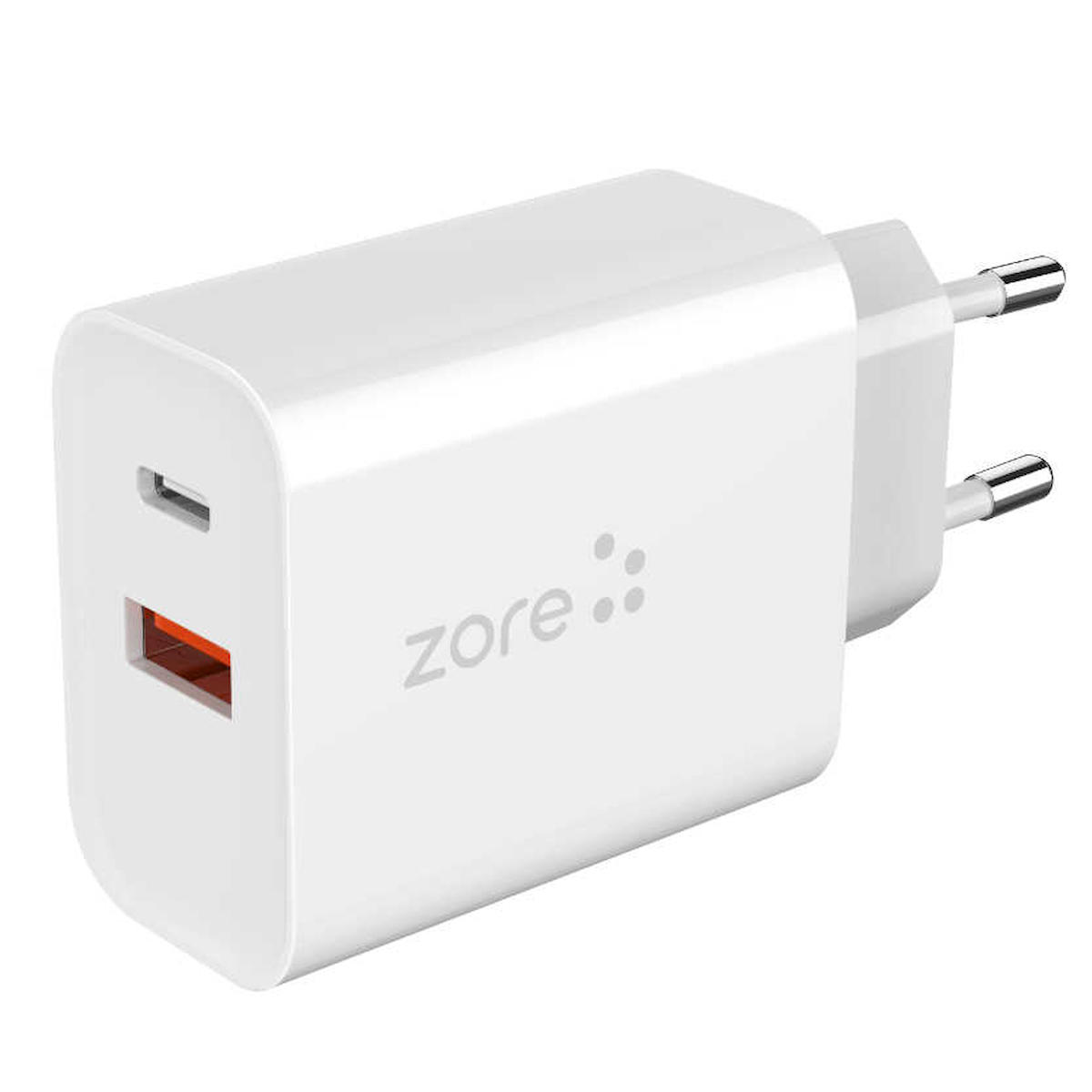 Zore X4 Universal Kablolu 22 W Hızlı Şarj Aleti Beyaz