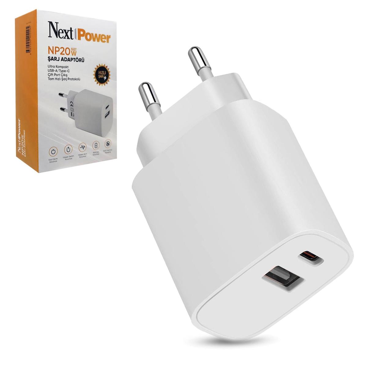 Nextpower NP-20 Universal Type-C Kablolu 20 W Hızlı Şarj Aleti Beyaz